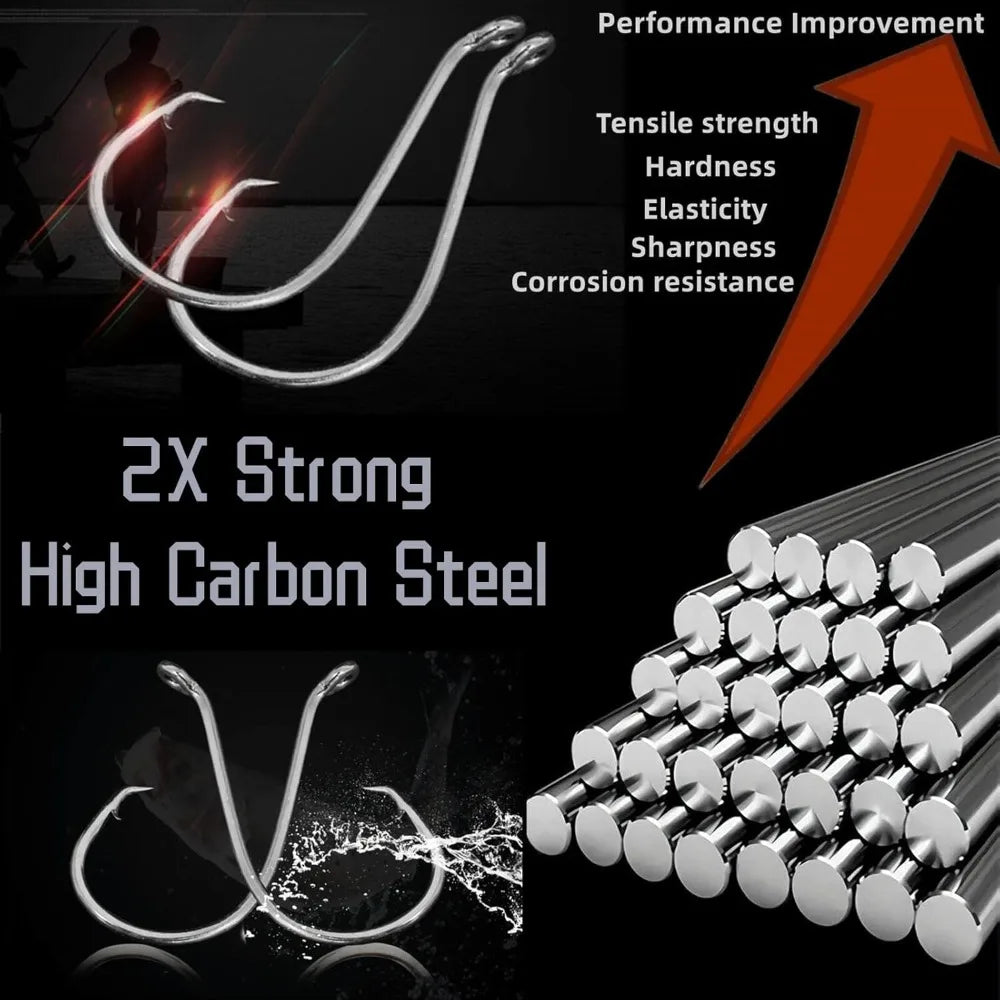 2X Strong Octopus Circle Hooks 50PCS for Saltwater Freshwater Fishing Catfish Bulk Set