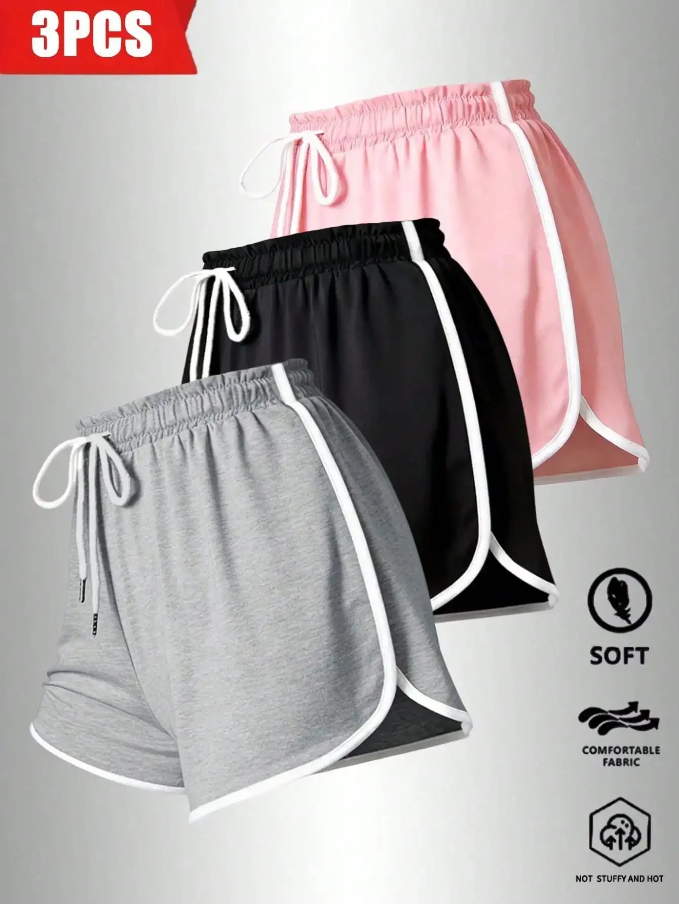 3pcs Women's Fashionable Outdoor Sports Super Shorts, Lightweight And Comfortable, Women's Fitness Clothing Suitable For Fitness